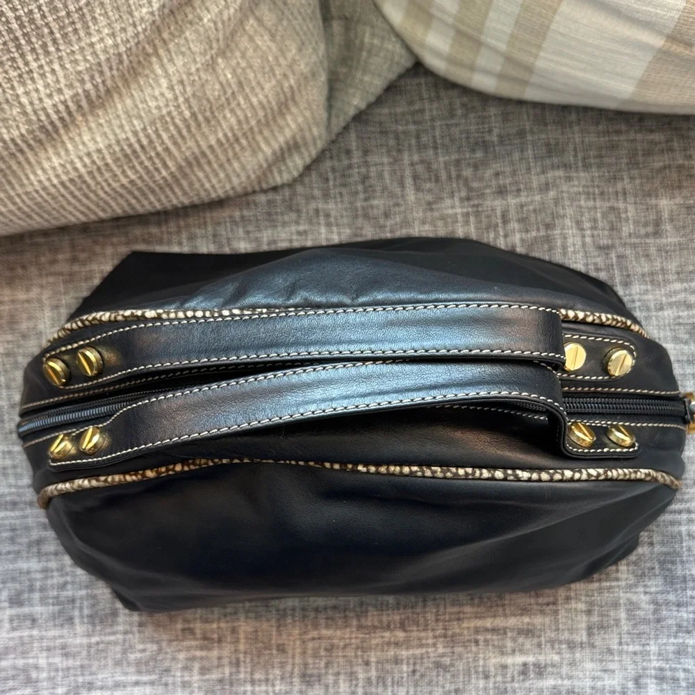 Borbonese Rare Black Leather Dome Handbag